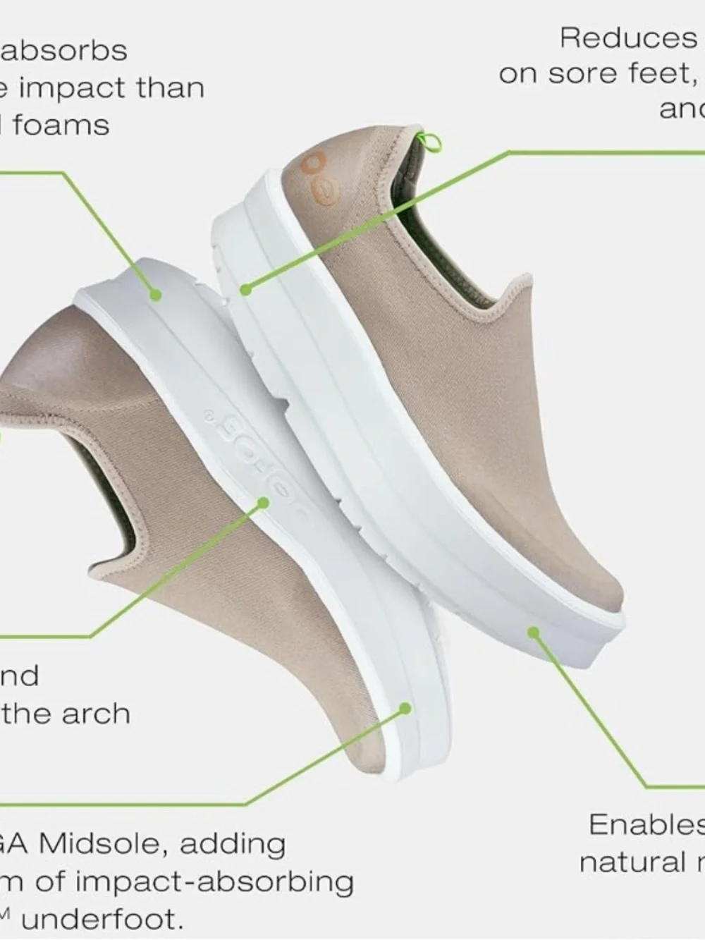 OOFOS Women's Low Recovery Slip-On in Taupe with White Sole